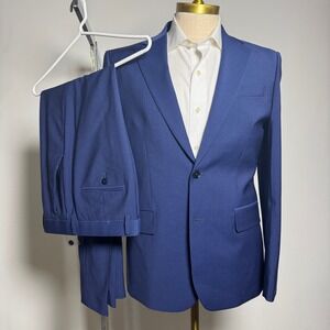Express Slim Fit Blue Suit Solid Men's Size 40R 32 / 30